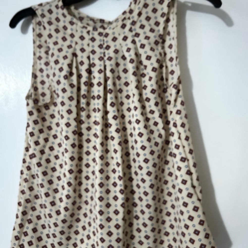 SHEIN Cream and Brown Patterned Blouse